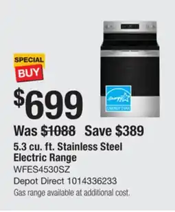 The Home Depot WHIRLPOOL 5.3 cu. ft. Stainless Steel Electric Range offer
