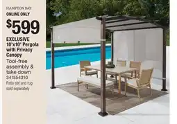 The Home Depot EXCLUSIVE 10'x10' Pergola with Privacy Canopy offer