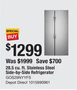 The Home Depot 28.5 cu. ft. Stainless Steel Side-by-Side Refrigerator offer