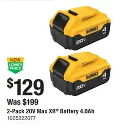The Home Depot DEWALT 2-Pack 20V Max XR Battery 4.0Ah offer