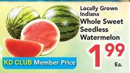 Eurofresh Market Locally Grown Indiana Whole Sweet Seedless Watermelon offer
