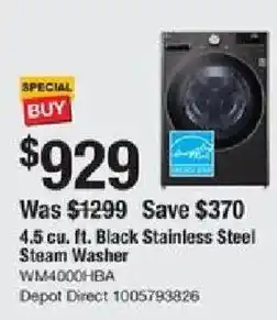 The Home Depot Whirlpool 4.5 cu. ft. Black Stainless Steel Steam Washer offer