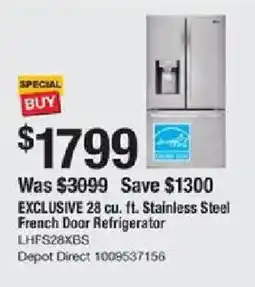The Home Depot ExclusivE 28 cu. ft. Stainless Steel French Door Refrigerator offer