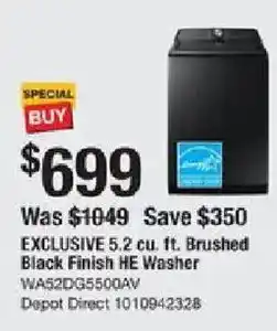 The Home Depot Whirlpool exclusive 5.2 cu. ft. brushed black finish he washer offer