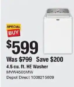 The Home Depot MvW 4.5 cu. ft. He Washer offer