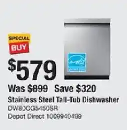 The Home Depot American standard stainless steel tall-tub dishwasher offer
