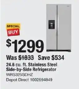 The Home Depot 24.6 cu. ft. Stainless Steel Side-by-Side Refrigerator offer