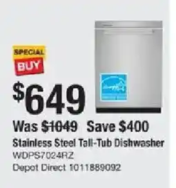 The Home Depot Stainless Steel Tall-Tub Dishwasher offer