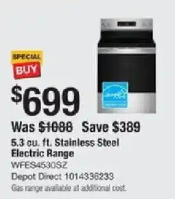 The Home Depot 5.3 cu. ft. Stainless Steel Electric Range offer