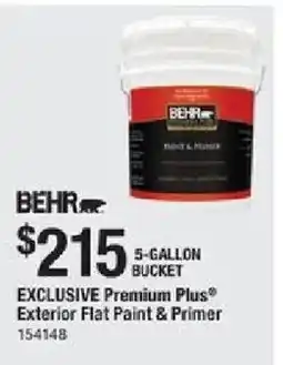 The Home Depot Behr exclusive premium plus exterior flat paint and primer offer