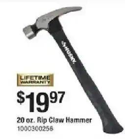 The Home Depot Snap-on rip claw hammer offer