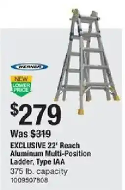 The Home Depot Werner exclusive 22' reach aluminum multi-position ladder, type iaa offer