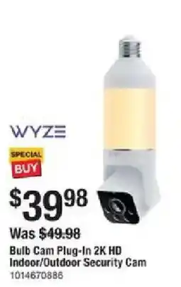 The Home Depot Wyze Bulb Cam Plug-In 2K HD Indoor/Outdoor Security Cam offer