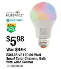 The Home Depot Ecosmart Exclusive Led 60-Watt Smart Color-Changing Bulb With Voice Control offer