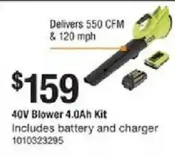 The Home Depot 40v blower 4.0ah kit offer