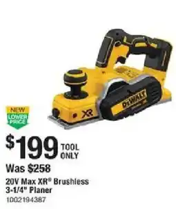 The Home Depot DeWalt 20V Max XR Brushless 3-1/4" Planer offer