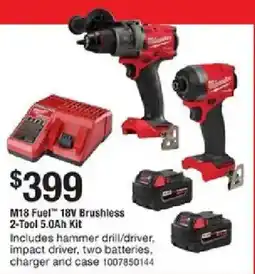 The Home Depot M18 Fuel 18V Brushless 2-Tool 5.0Ah Kit offer