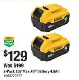The Home Depot DeWalt 20v max xr battery 4.0ah offer