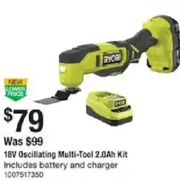 The Home Depot Ryobi 18V Oscillating Multi-Tool 2.0Ah Kit offer