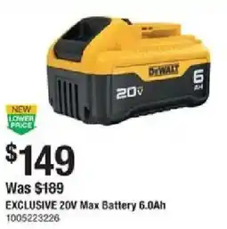 The Home Depot DeWalt 20v Max Battery 6.0Ah offer