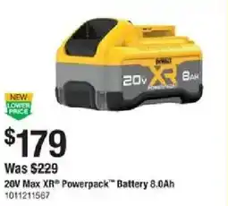The Home Depot DeWalt 20v Max XR Powerpack Battery 8.0Ah offer