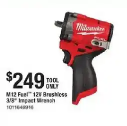 The Home Depot Milwaukee M12 Fuel 12V Brushless 3/8" Impact Wrench offer