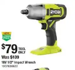 The Home Depot Ryobi 18V 1/2" Impact Wrench offer