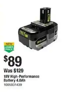 The Home Depot 18V High-Performance Battery offer