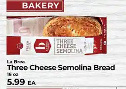 Sunset Foods La Brea Three Cheese Semolina Bread offer