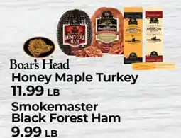 Sunset Foods Boar's Head Honey Maple Turkey Smokemaster Black Forest Ham offer