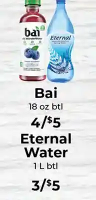 Sunset Foods Bai 18 oz btl Eternal Water 1 L btl offer