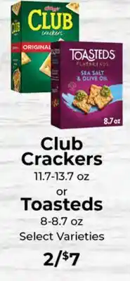 Sunset Foods Club Crackers 11.7-13.7 oz or Toasteds 8-8.7 oz offer