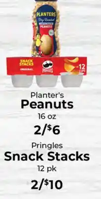 Sunset Foods Planters Peanuts 16 oz Pringles Snack Stacks offer