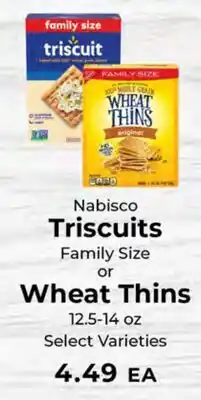 Sunset Foods Nabisco Triscuits Family Size or Wheat Thins offer