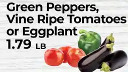 Sunset Foods Green Peppers, Vine Ripe Tomatoes or Eggplant offer
