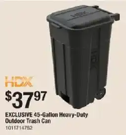The Home Depot Hdx exclusive 45-gallon heavy-duty outdoor trash can offer