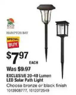 The Home Depot Hampton Bay exclusive 20-40 lumen led solar path light offer