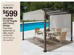 The Home Depot Hampton Bay 10'x10' Pergola with Privacy Canopy offer