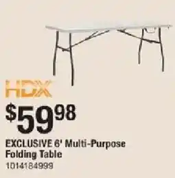 The Home Depot Hdx exclusive 6' multi-purpose folding table offer