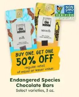 Sprouts Farmers Market Endangered Species Chocolate Bars offer