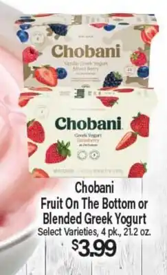 Angelo Caputo's Fresh Market Chobani Fruit On The Bottom or Blended Greek Yogurt offer