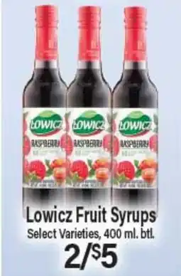 Angelo Caputo's Fresh Market Lowicz Fruit Syrups offer