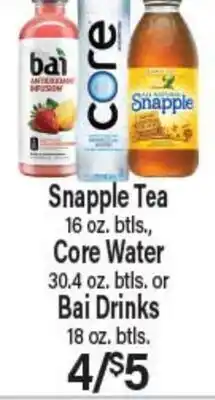Angelo Caputo's Fresh Market Snapple Tea, Core Water, or Bai Drinks offer