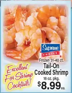 Angelo Caputo's Fresh Market Frozen 31-40 ct. Tail-On Cooked Shrimp offer