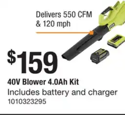 The Home Depot Ryobi 40V Blower 4.0Ah Kit offer