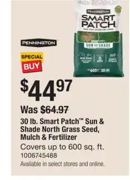 The Home Depot 30 lb. Smart Patch Sun & Shade North Grass Seed, Mulch & Fertilizer offer
