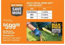 The Home Depot Harmony Sod offer