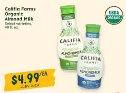 Sprouts Farmers Market Califia Farms Organic Almond Milk offer