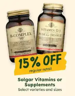 Sprouts Farmers Market Solgar Vitamins or Supplements offer