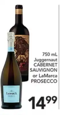 Pete's Fresh Market 750 mL Juggernaut CABERNET SAUVIGNON or LaMarca PROSECCO offer